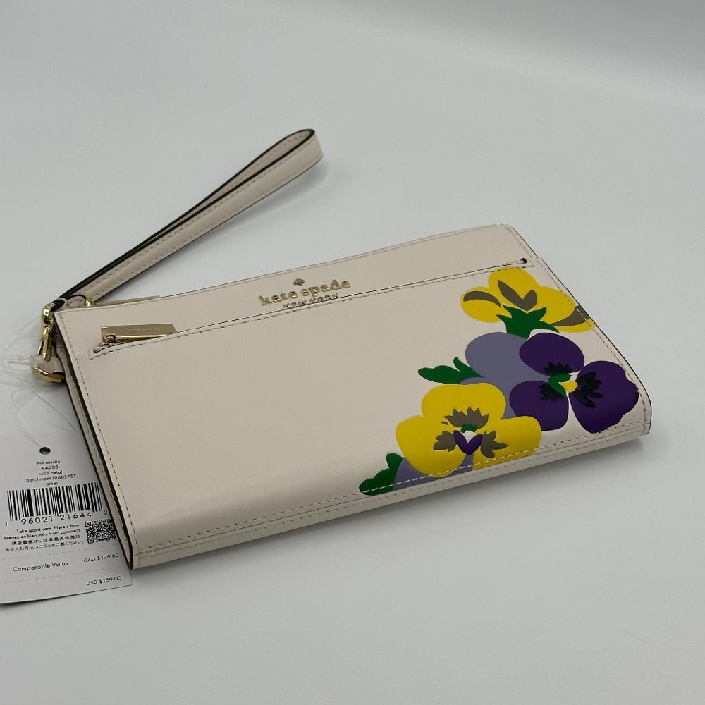 NWT Kate Spade Wild Petal Medium Floral Wristlet - Picture 4 of 10
